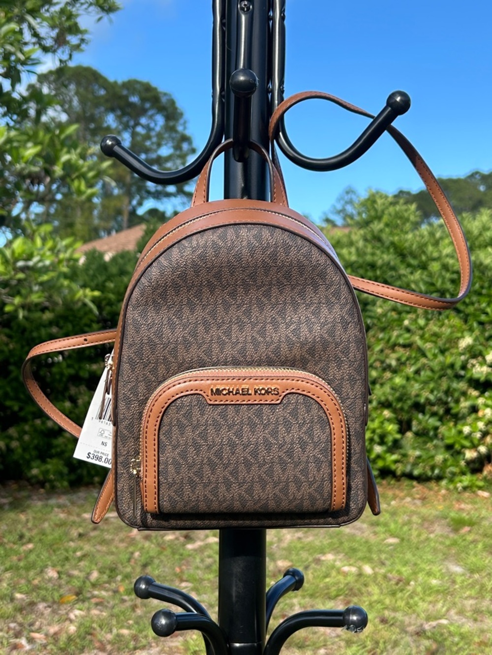NWT $398 Michael Kors CONVERTIBLE extra small backpack, brown - Picture 3 of 15